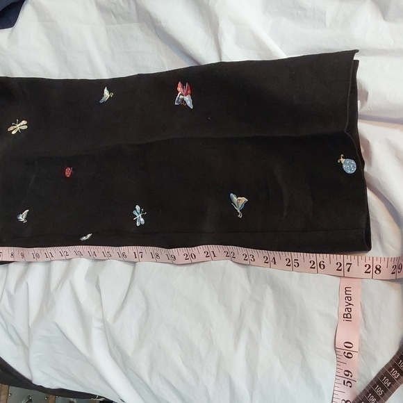 Talbots Irish Linen Black Trousers Novelty Bug/butterfly Embellish Pants Sz.12 - Picture 16 of 16